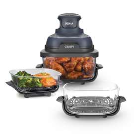 Ninja CRISPi 4-in-1 Portable Glass Air Fryer - Cyber Space - Family Set product photo Side New M