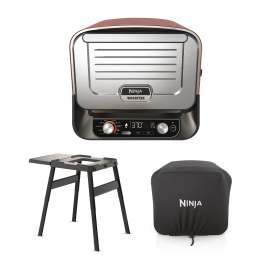 Ninja Woodfire Outdoor Oven, Artisan Pizza Maker and BBQ Smoker with Stand & Cover product photo Side New M