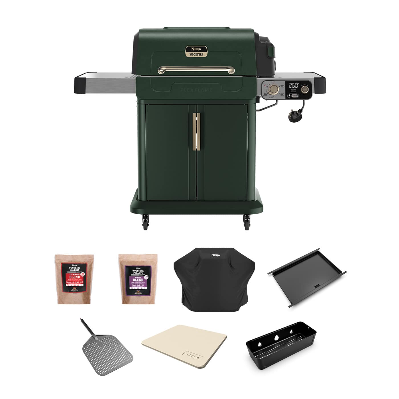 Ninja FlexFlame Outdoor Cooking System Ultimate 5-in-1 Bundle - Green & Gold product photo